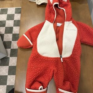 Columbia Cozy Red and Cream Footie